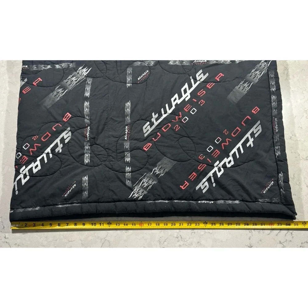 Vintage Sturgis Budweiser 2003 Quilted Blanket Throw Comforter‎ Black 70x46